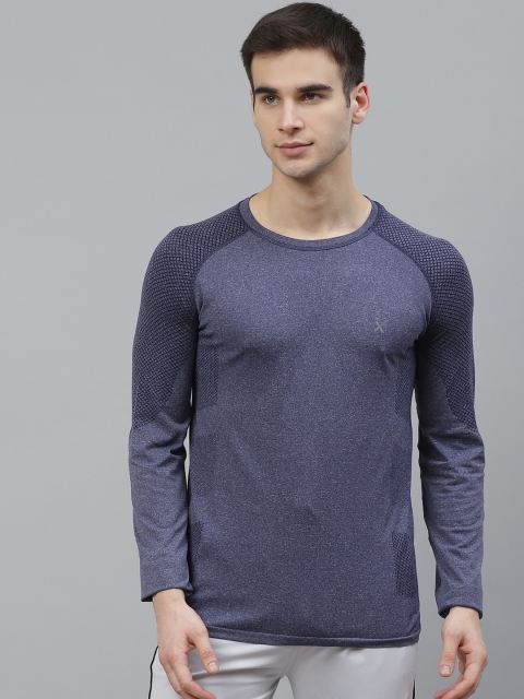 

HRX by Hrithik Roshan Men Navy Blue Melange Solid Seamless Rapid-Dry Running Tshirt