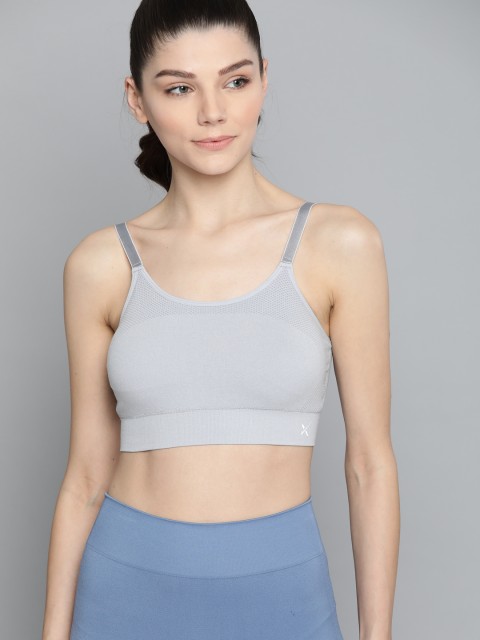 

HRX By Hrithik Roshan Women Grey Melange Solid Seamless Melange Rapid-Dry Yoga Sports Bra
