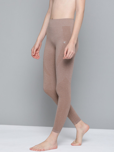 

HRX By Hrithik Roshan Women Twillight Mauve Solid Skinny Fit Seamless Rapid-Dry Antimicrobial Yoga Tights
