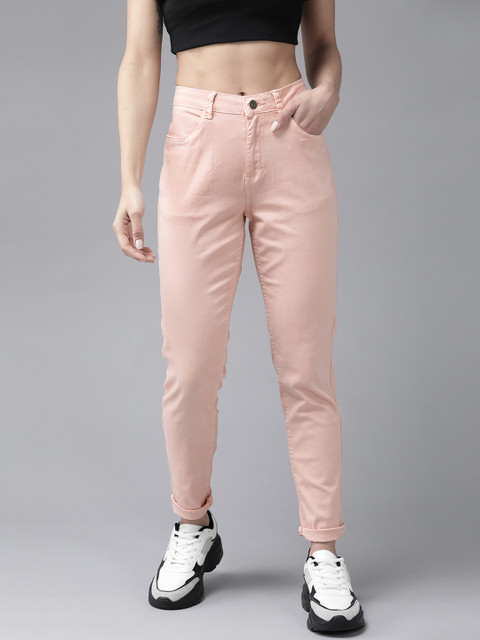

The Roadster Lifestyle Co Women Peach-Coloured Skinny Fit Solid Chinos