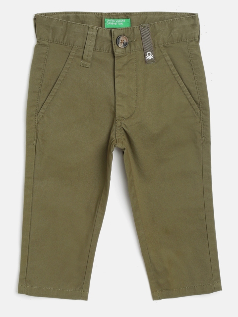 

United Colors of Benetton Boys Olive Green Regular Fit Solid Trousers