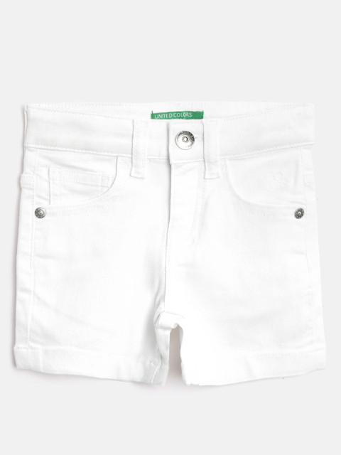 

United Colors of Benetton Boys White Solid Regular Fit Denim Shorts