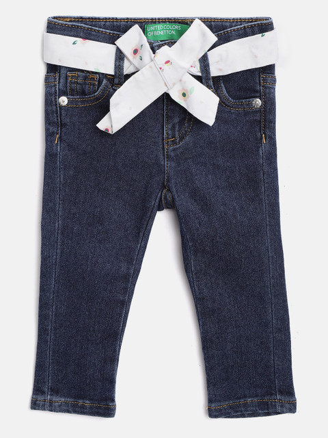 

United Colors of Benetton Girls Navy Blue Slim Fit Low-Rise Clean Look Stretchable Jeans