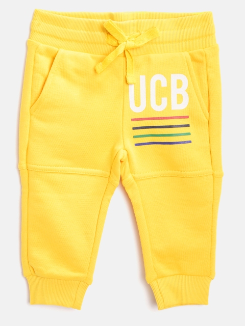 

United Colors of Benetton Boys Yellow & White Brand Logo Print Detail Joggers