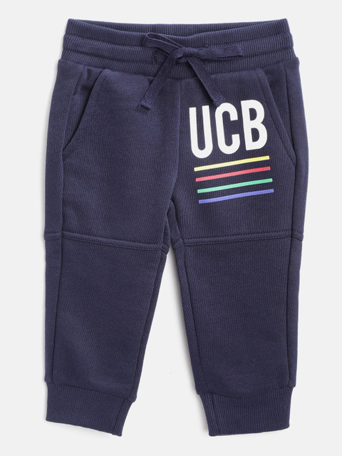 

United Colors of Benetton Boys Navy Blue & White Brand Logo Print Detail Joggers