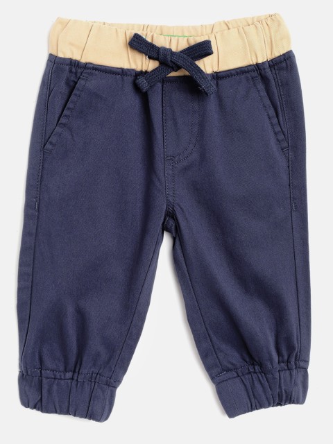 

United Colors of Benetton Boys Navy Blue Regular Fit Solid Pure Cotton Joggers