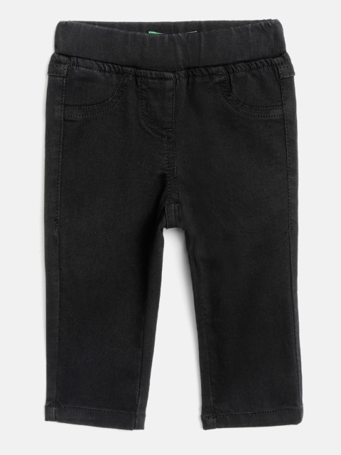 

United Colors of Benetton Girls Black Skinny Fit Solid Denim Jeggings