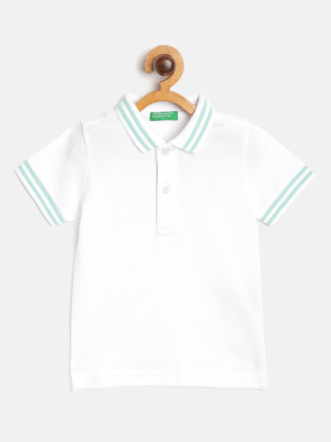 

United Colors of Benetton Boys White Solid Pure Cotton Polo Collar Pure Cotton T-shirt