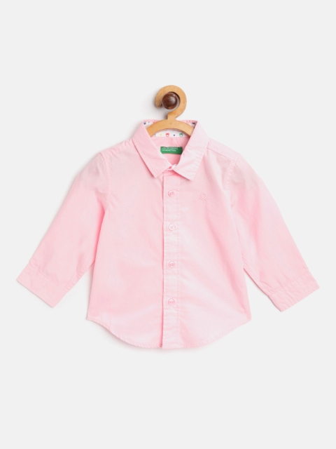 

United Colors of Benetton Boys Pink Regular Fit Solid Pure Cotton Casual Shirt