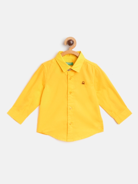 

United Colors of Benetton Boys Yellow Regular Fit Solid Pure Cotton Casual Shirt