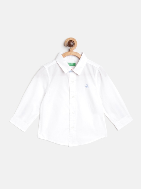 

United Colors of Benetton Boys White Regular Fit Solid Pure Cotton Casual Shirt