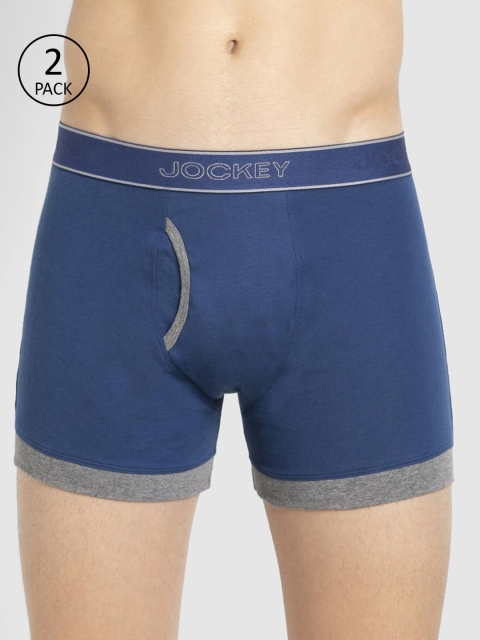 

Jockey Men Pack of 2 Navy Blue Solid Combed Cotton Trunks 1017-0205-EB-MM