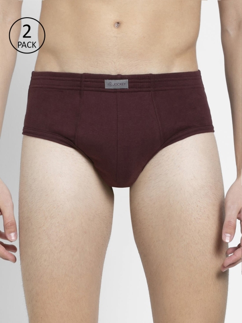 

Jockey Men Pack of 2 Burgundy Super Combed Cotton Solid Briefs 1009-0205