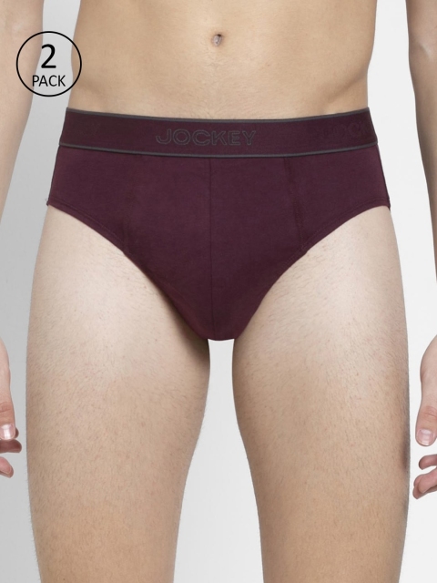 

Jockey Men Pack of 2 Burgundy Super Combed Cotton Solid Briefs 1010-0205