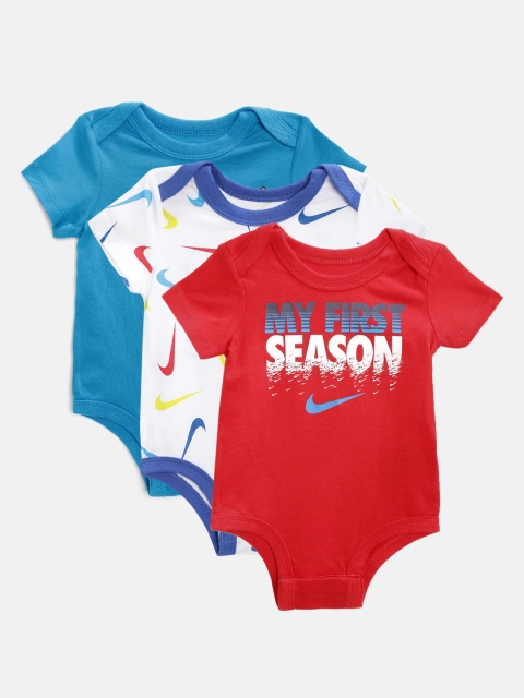 

Nike Infant Boys Pack of 3 Pure Cotton Printed Bodysuits, Red