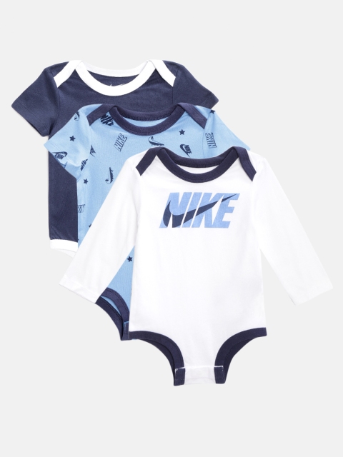 

Nike Infant Boys Pack of 3 Pure Cotton Printed Bodysuits, Blue