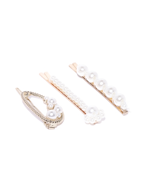 

20Dresses Women Gold-Toned & Off-White The Radiant Pearl Set of 3 Beaded Hairpins