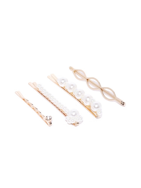 

20Dresses Women Set of 4 Off-White & Gold-Toned Bobby Pins