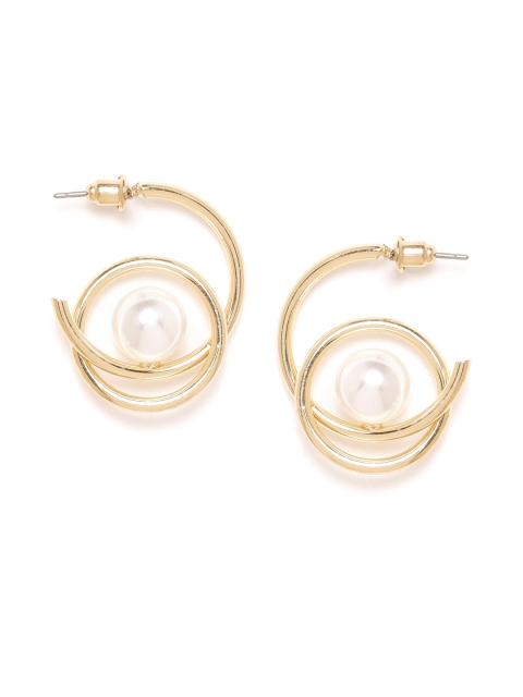 

20Dresses Gold-Toned & Off-White Beaded Contemporary Drop Earrings