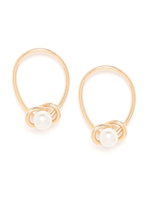 

20Dresses Gold-Toned & Off-White Beaded Contemporary Drop Earrings