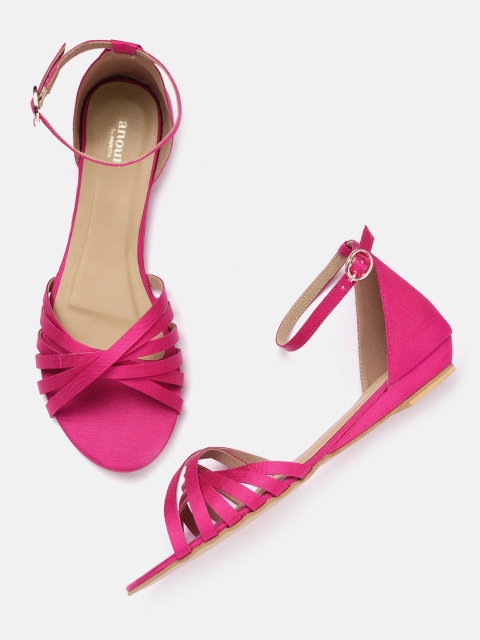 

Anouk Women Pink Solid Handcrafted Open Toe Flats