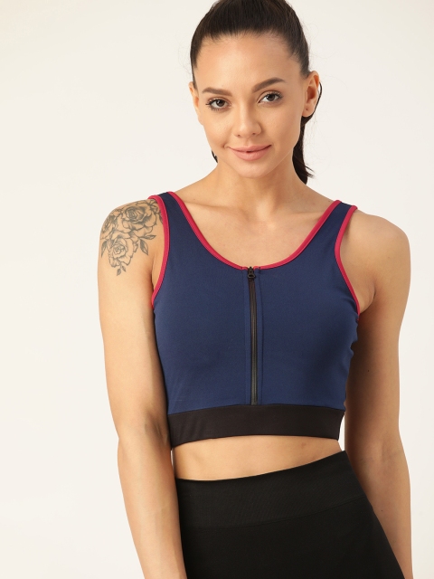 

DressBerry Navy Blue Solid Full Coverage Lightly Padded Workout Bra