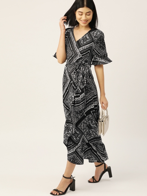 

DressBerry Women Black & White Printed Wrap Dress