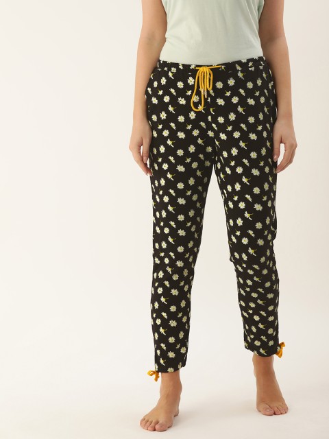 

DressBerry Women Black Floral Printed Woven Track Pants
