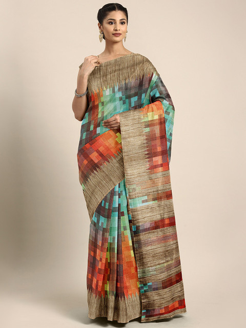 

KALINI Multicoloured Abstract Printed Khadi Saree, Multi