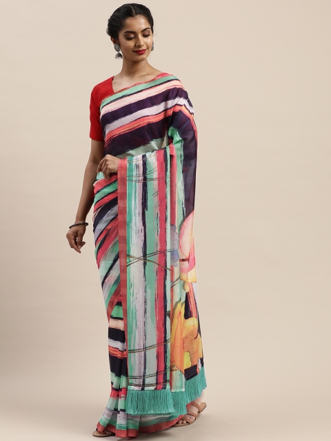 

VASTRANAND Multicoloured Striped Pure Silk Saree, Multi