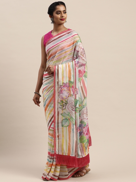 

VASTRANAND Multicoloured Striped Pure Silk Saree, Multi