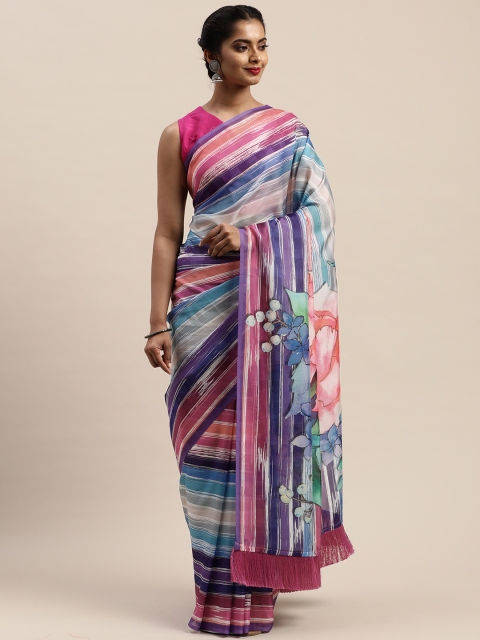 

VASTRANAND Multicoloured Striped Pure Silk Saree, Multi