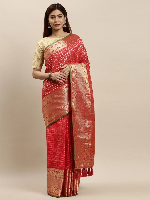 

VASTRANAND Red & Golden Woven Design Banarasi Saree