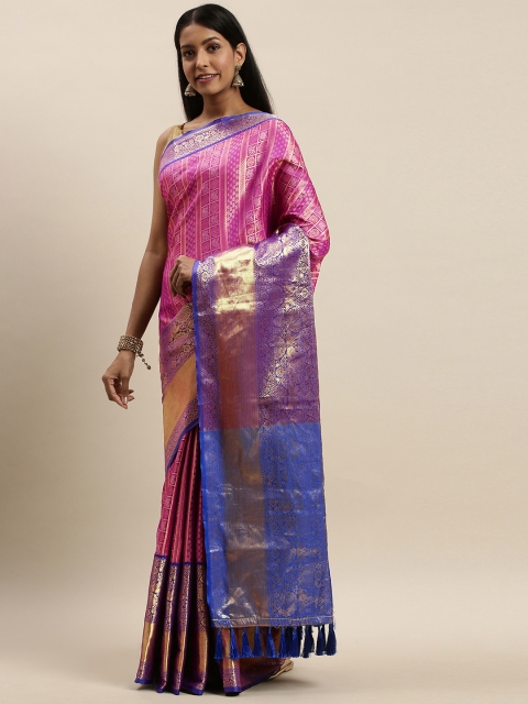 

VASTRANAND Pink Silk Cotton Woven Design Banarasi Saree