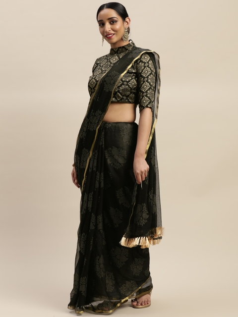 

LADUSAA Black Embellished Saree