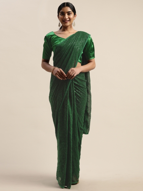 

LADUSAA Green Embellished Saree