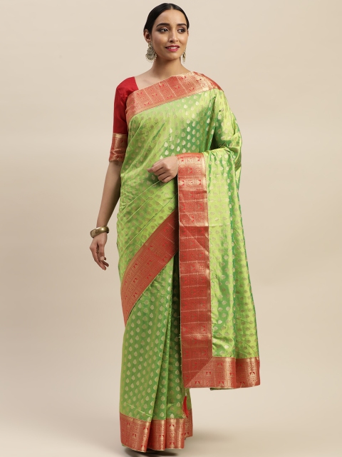 

LADUSAA Green Sana Silk Woven Design Banarasi Saree