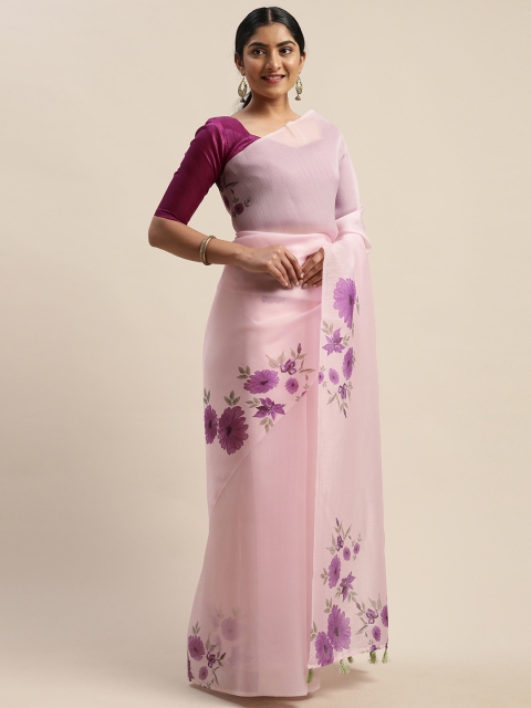 

LADUSAA Pink & Purple Printed Saree
