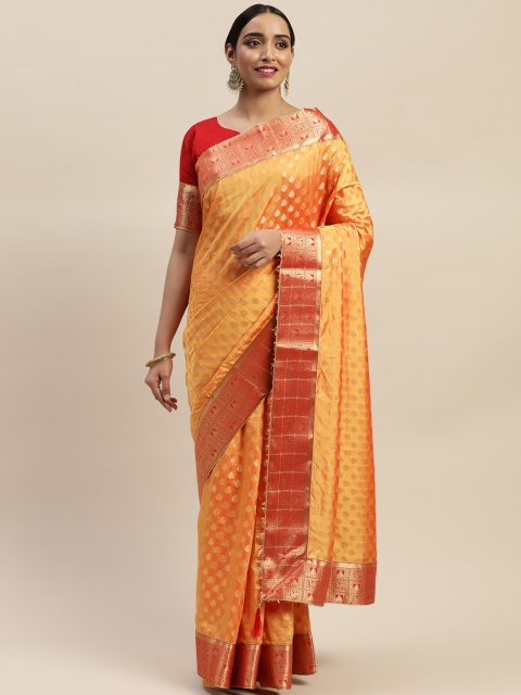 

LADUSAA Yellow & Golden Woven Design Banarasi Saree