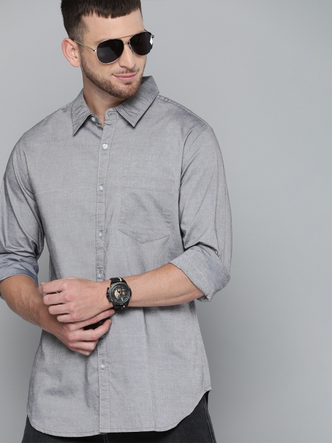 

Harvard Men Grey Regular Fit Solid Casual Shirt