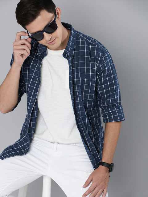 

Harvard Men Blue & White Slim Fit Checked Casual Shirt
