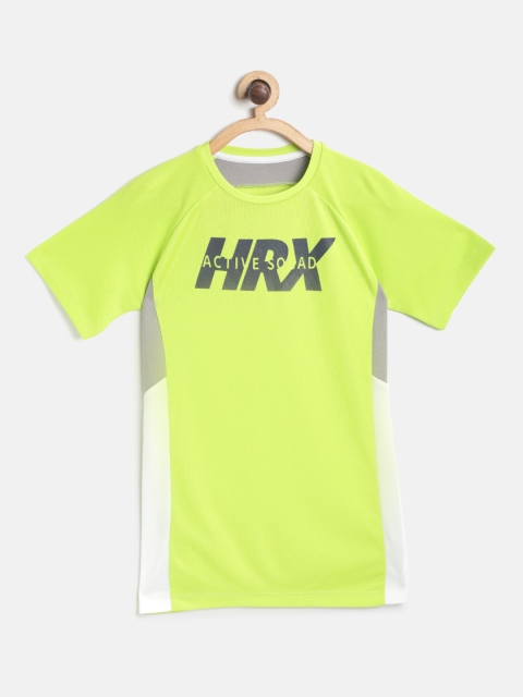 

HRX By Hrithik Roshan U-17 Boys Wet Weather Typographic Rapid-Dry Antimicrobial Active Tee, Fluorescent green