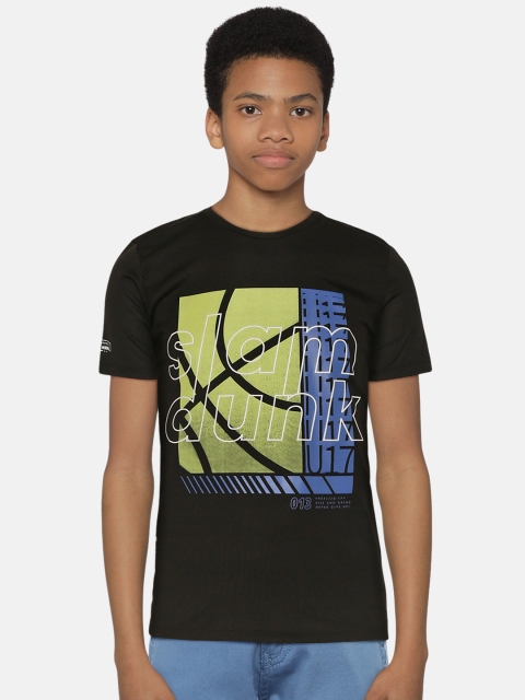 

HRX By Hrithik Roshan U-17 Boys Black Typographic Lycra Rapid-Dry Active Tshirt