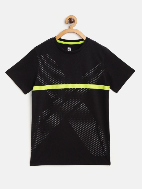 

HRX By Hrithik Roshan U-17 Boys Jet Black Graphic Bio-Wash Garment Softner Lifestyle Tee