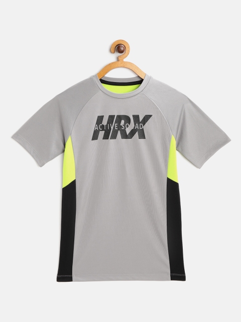 

HRX By Hrithik Roshan U-17 Boys Wet Weather Lycra Rapid-Dry Antimicrobial Active Tshirt, Grey