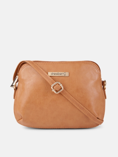 

DressBerry Camel Brown Solid Sling Bag