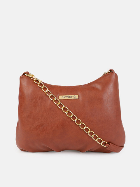 

DressBerry Rust Brown Solid Sling Bag