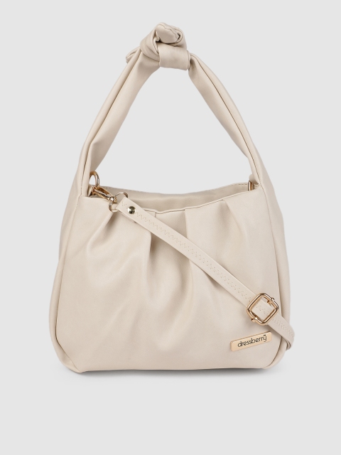 

Dressberry Beige Solid Handheld Bag with Detachable Sling Strap