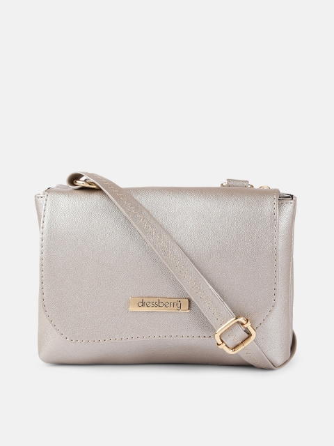 

DressBerry Gunmetal-Toned Solid Sling Bag, Metallic