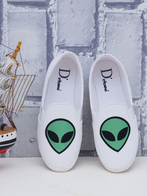 

DChica Unisex Kids White Slip-On Sneakers